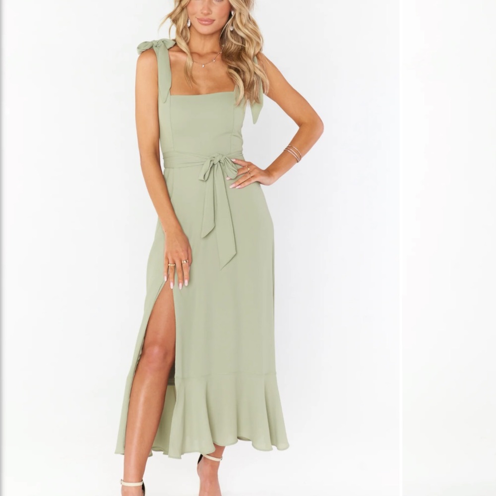 Claire midi dress show me your mumu moss green crisp